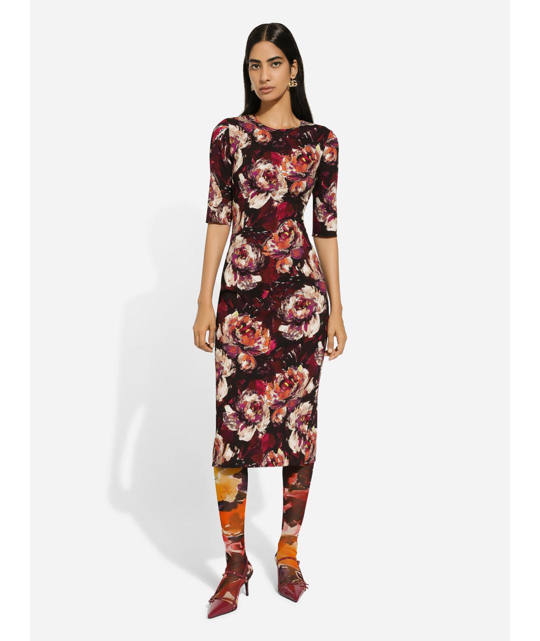 DOLCE&GABBANA Мульти вискозное коктейльное платье, фото 2