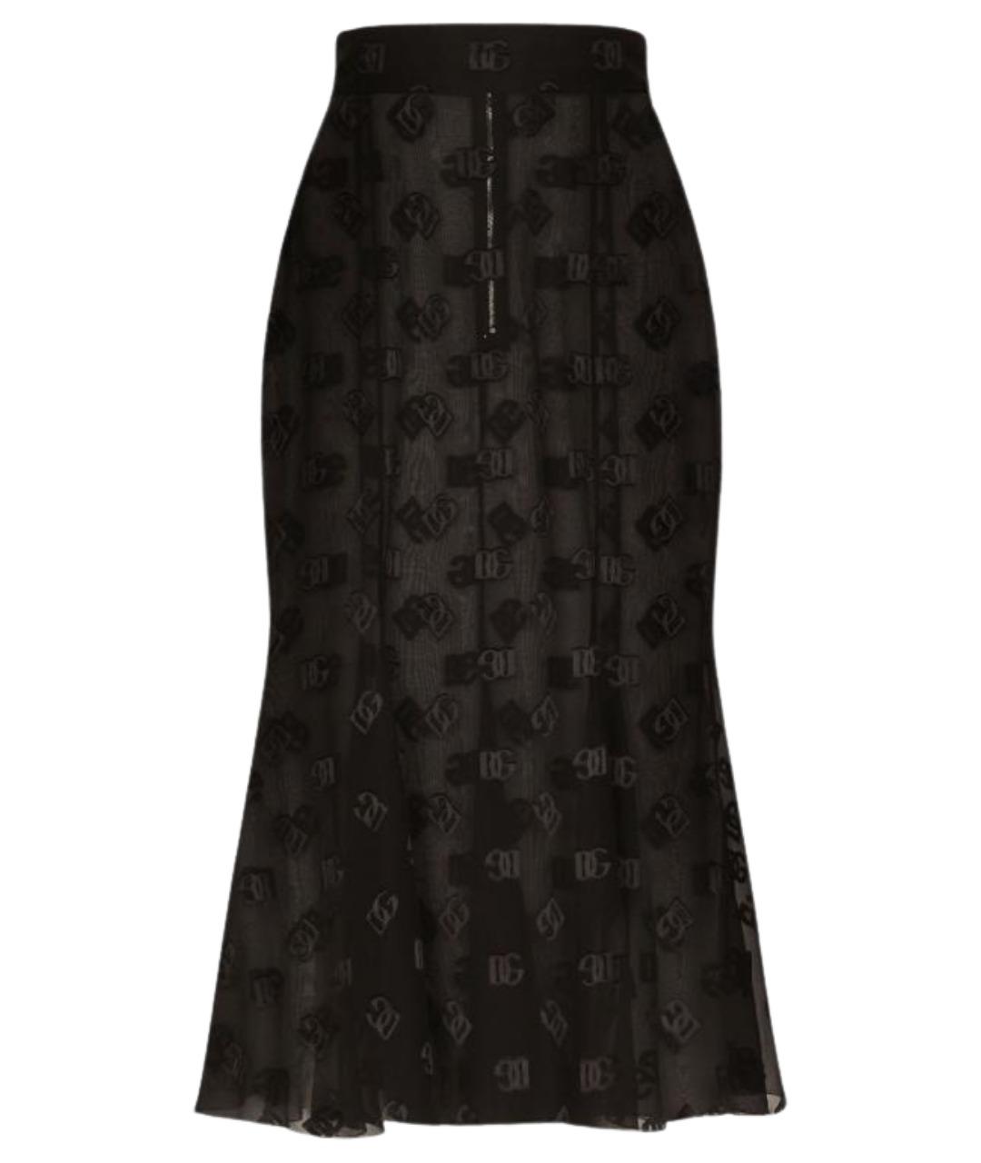 DOLCE&GABBANA Черная шелковая юбка миди, фото 1