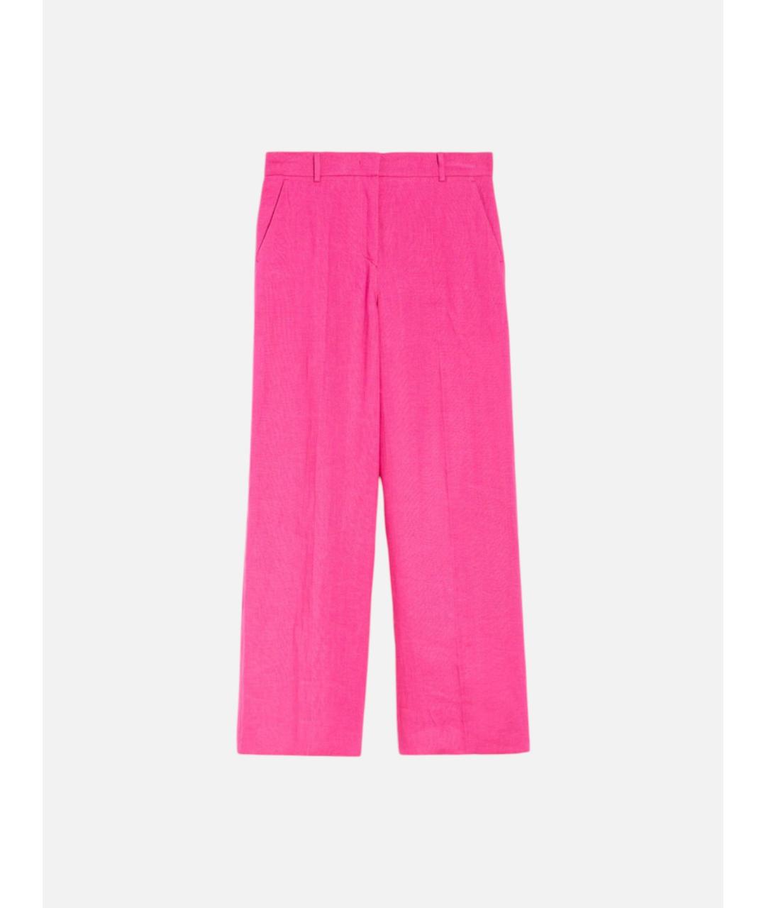 WEEKEND MAX MARA Розовые льняные прямые брюки, фото 5