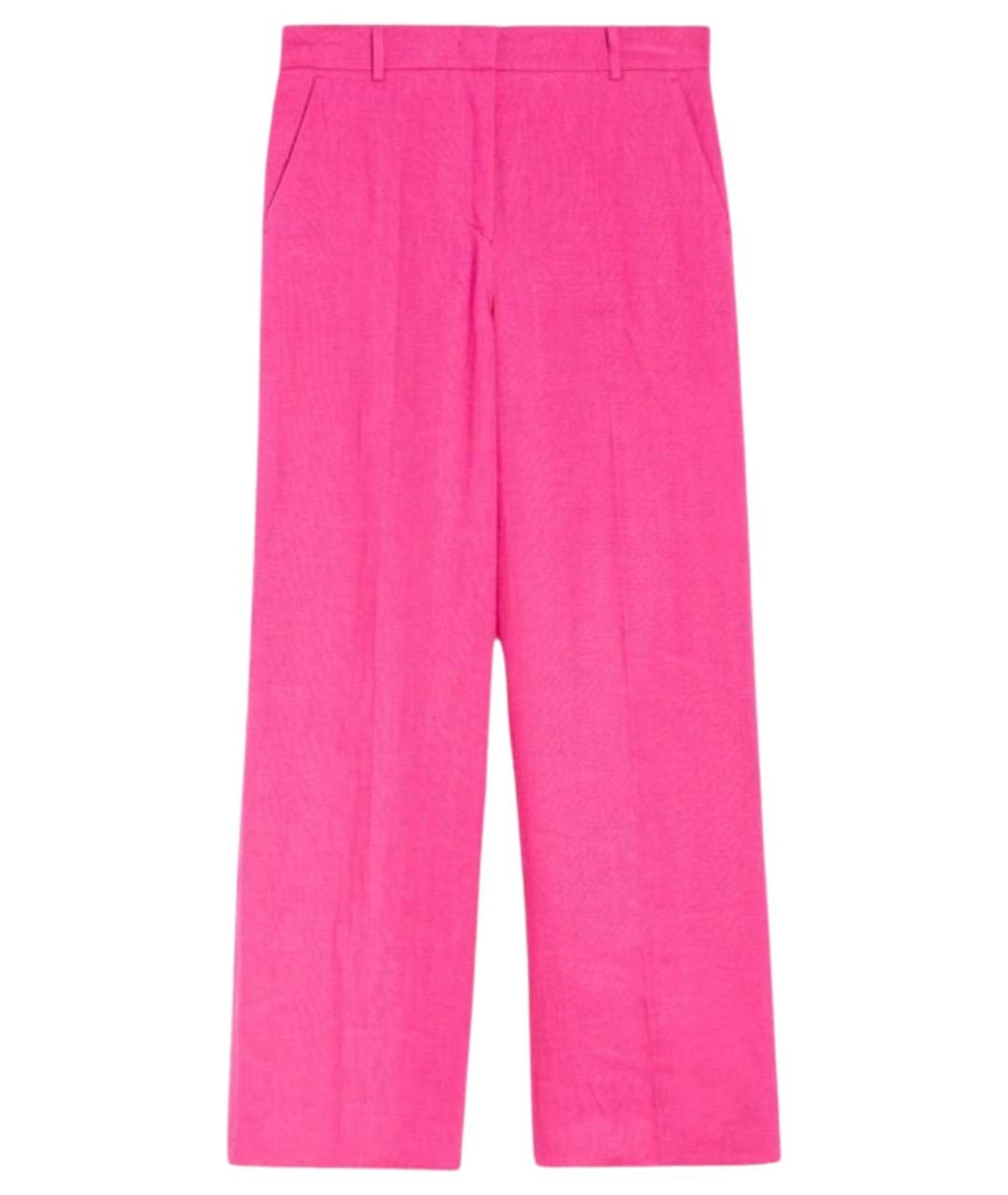 WEEKEND MAX MARA Розовые льняные прямые брюки, фото 1
