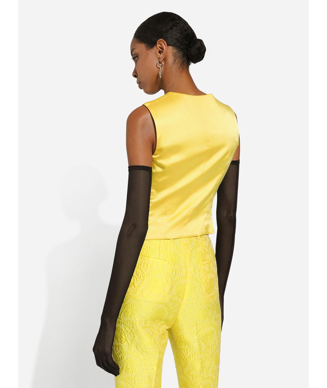 DOLCE&GABBANA Желтый шелковый жилет, фото 4