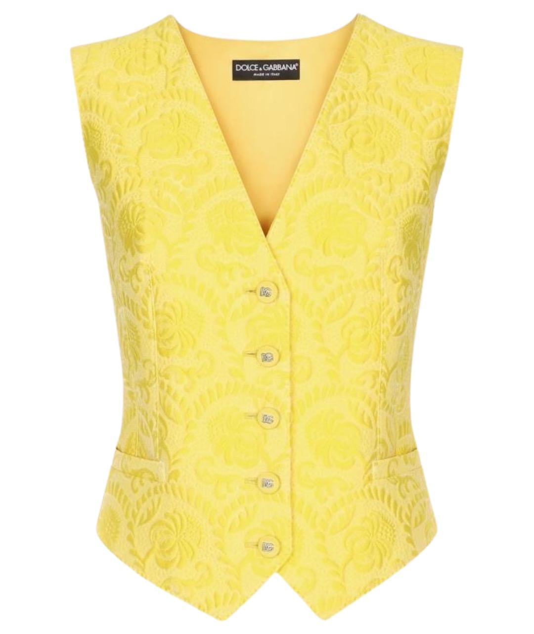 DOLCE&GABBANA Желтый шелковый жилет, фото 1