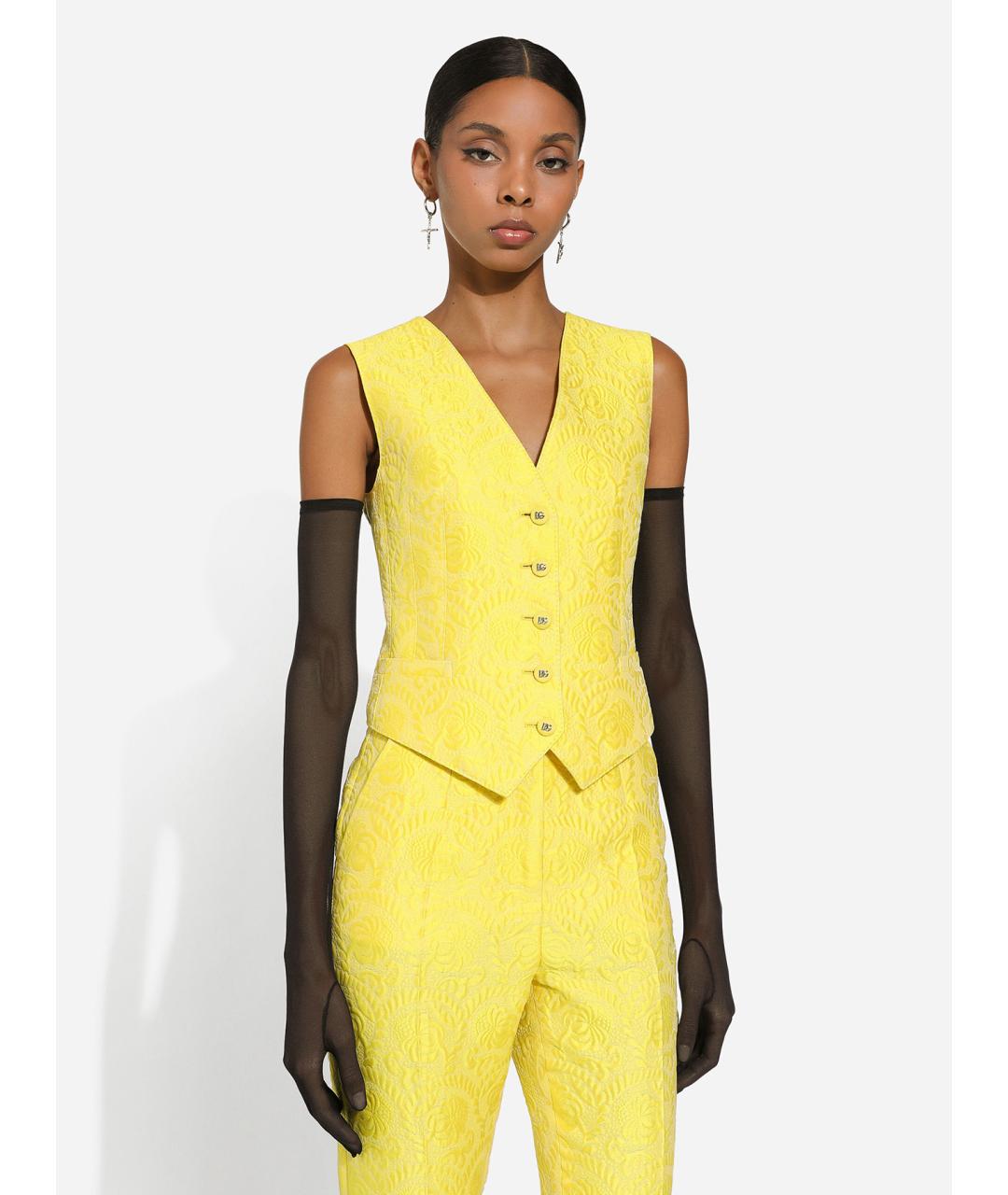 DOLCE&GABBANA Желтый шелковый жилет, фото 3