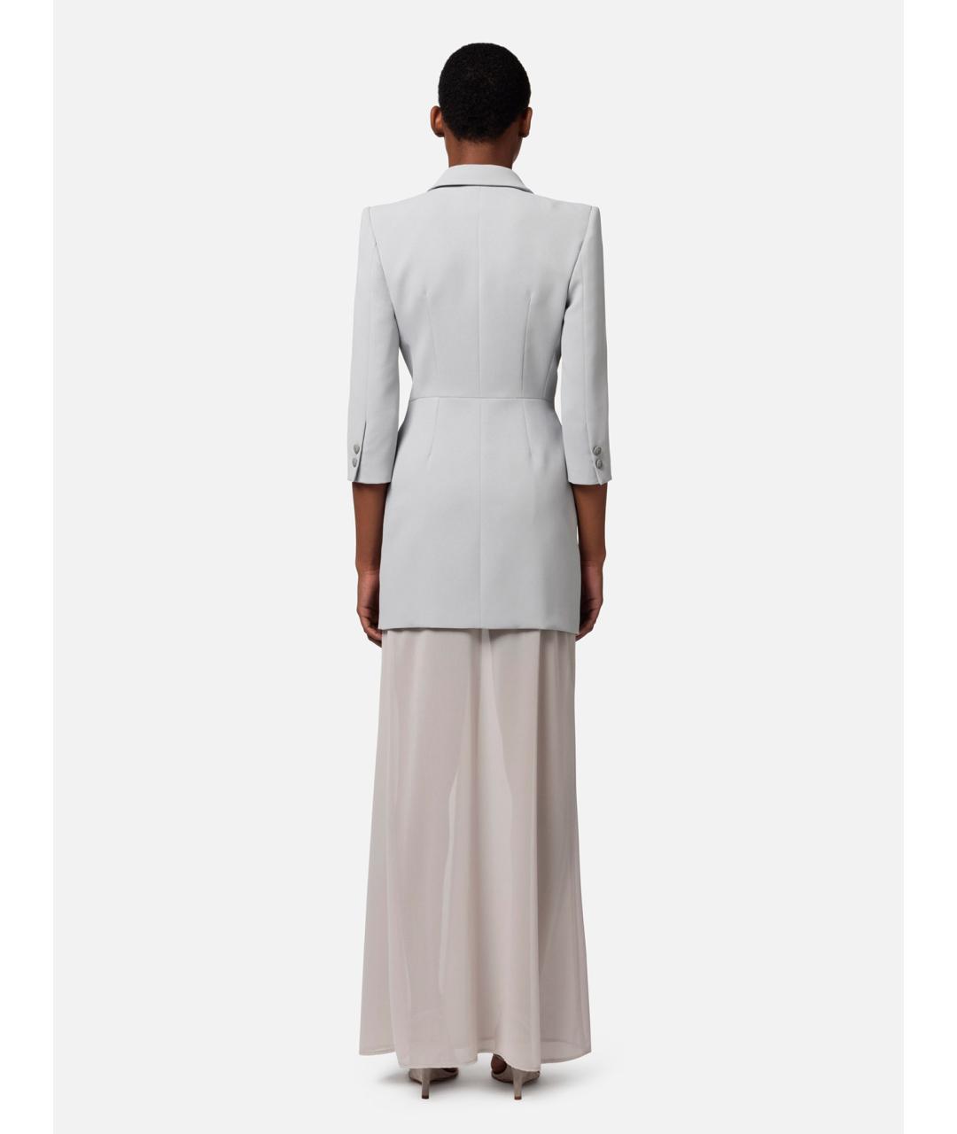 ELISABETTA FRANCHI Серый полиэстеровый жакет/пиджак, фото 3