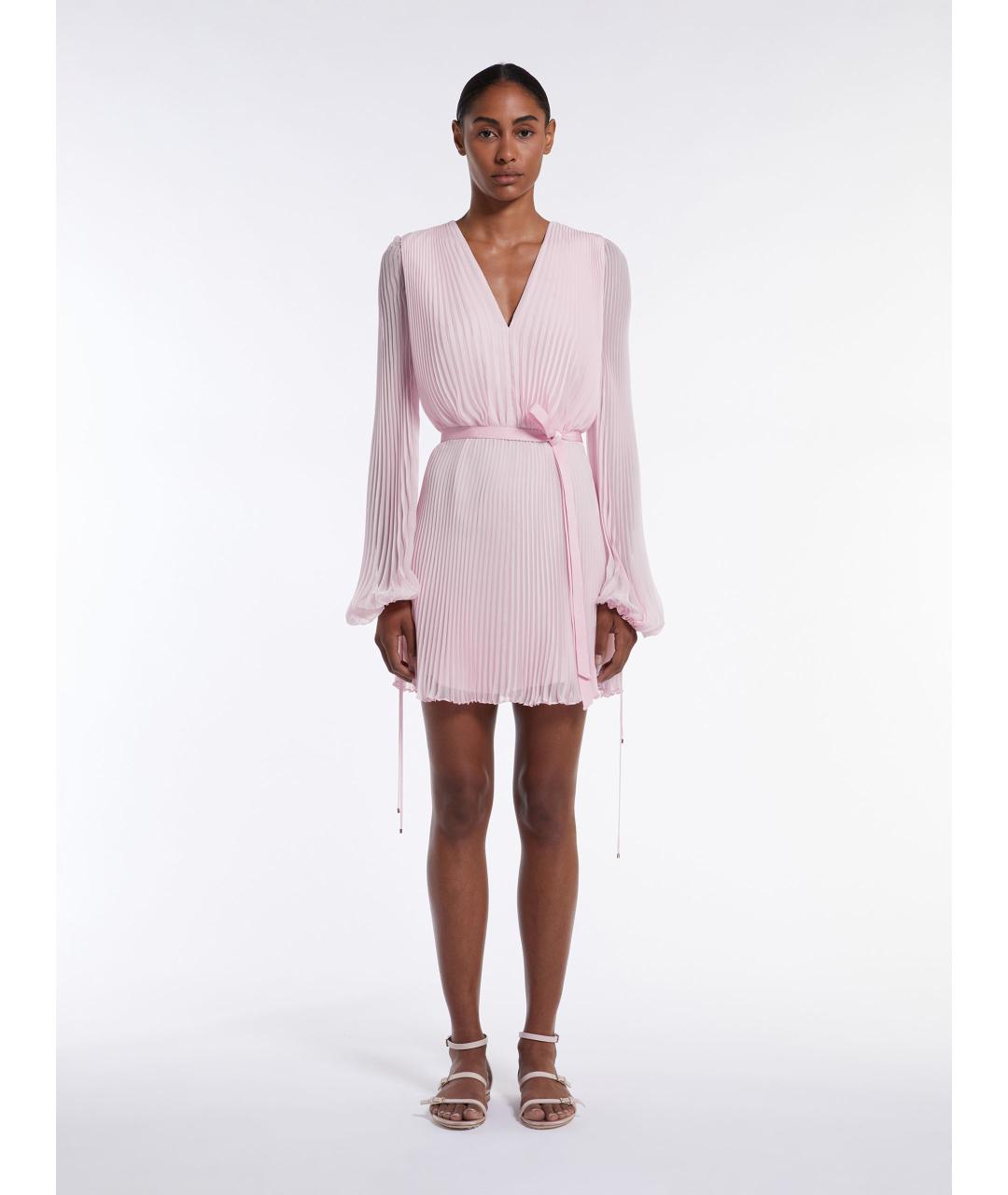 MAX MARA Розовое полиэстеровое повседневное платье, фото 2