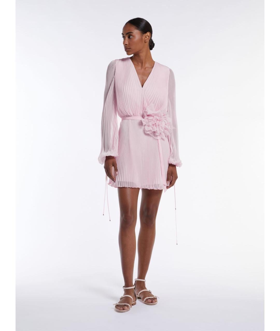 MAX MARA Розовое полиэстеровое повседневное платье, фото 3