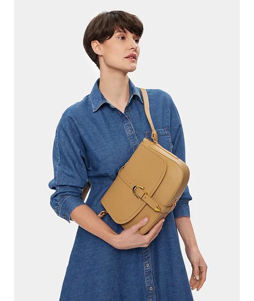 COCCINELLE Бежевая кожаная сумка через плечо, фото 2