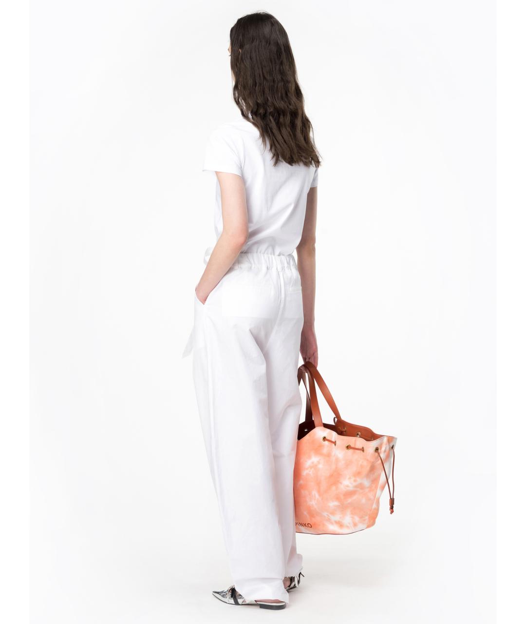 PINKO Белые хлопковые прямые брюки, фото 3