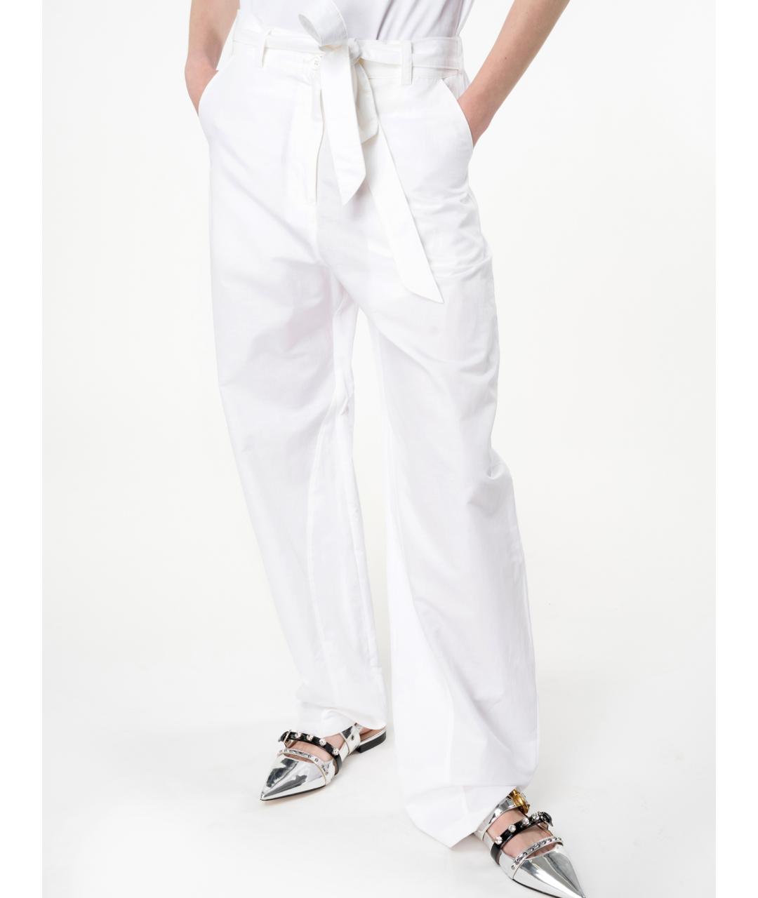 PINKO Белые хлопковые прямые брюки, фото 2