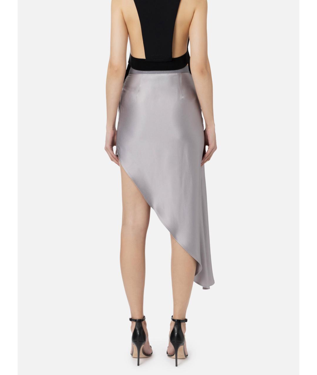 ELISABETTA FRANCHI Серая ацетатная юбка мини, фото 3