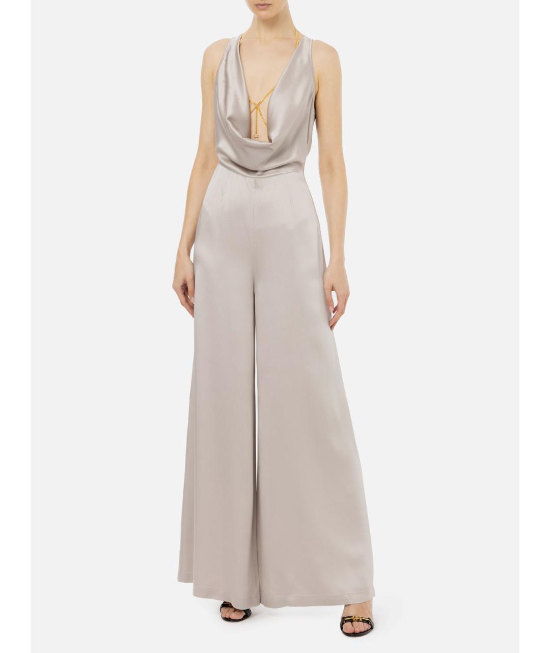 ELISABETTA FRANCHI Серый ацетатный комбинезон, фото 4