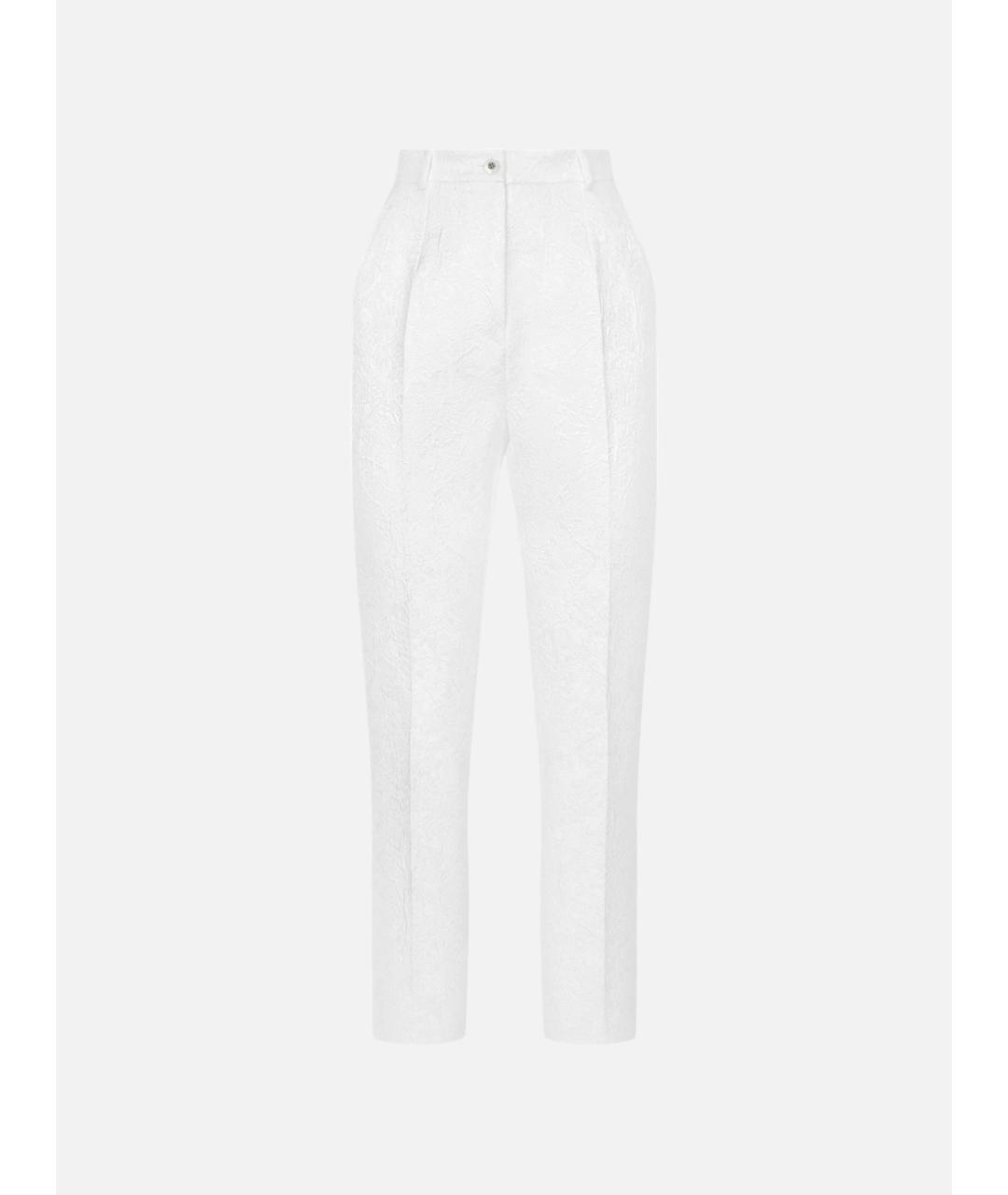DOLCE&GABBANA Белые хлопковые прямые брюки, фото 5