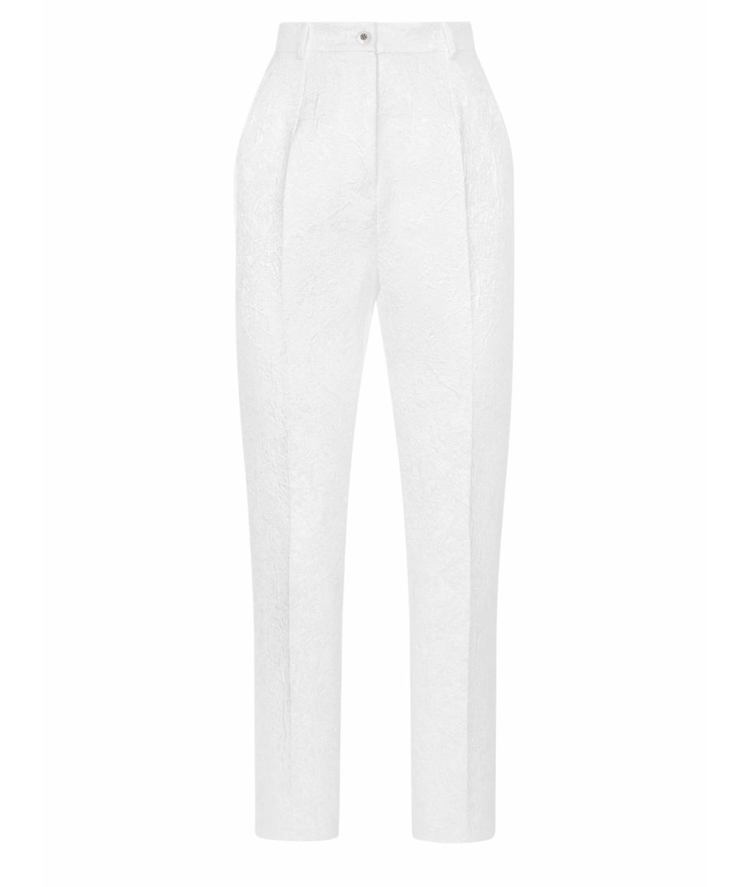 DOLCE&GABBANA Белые хлопковые прямые брюки, фото 1
