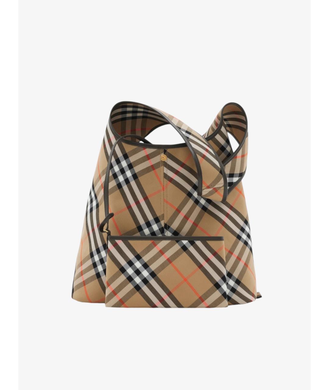 BURBERRY Бежевая тканевая сумка тоут, фото 2