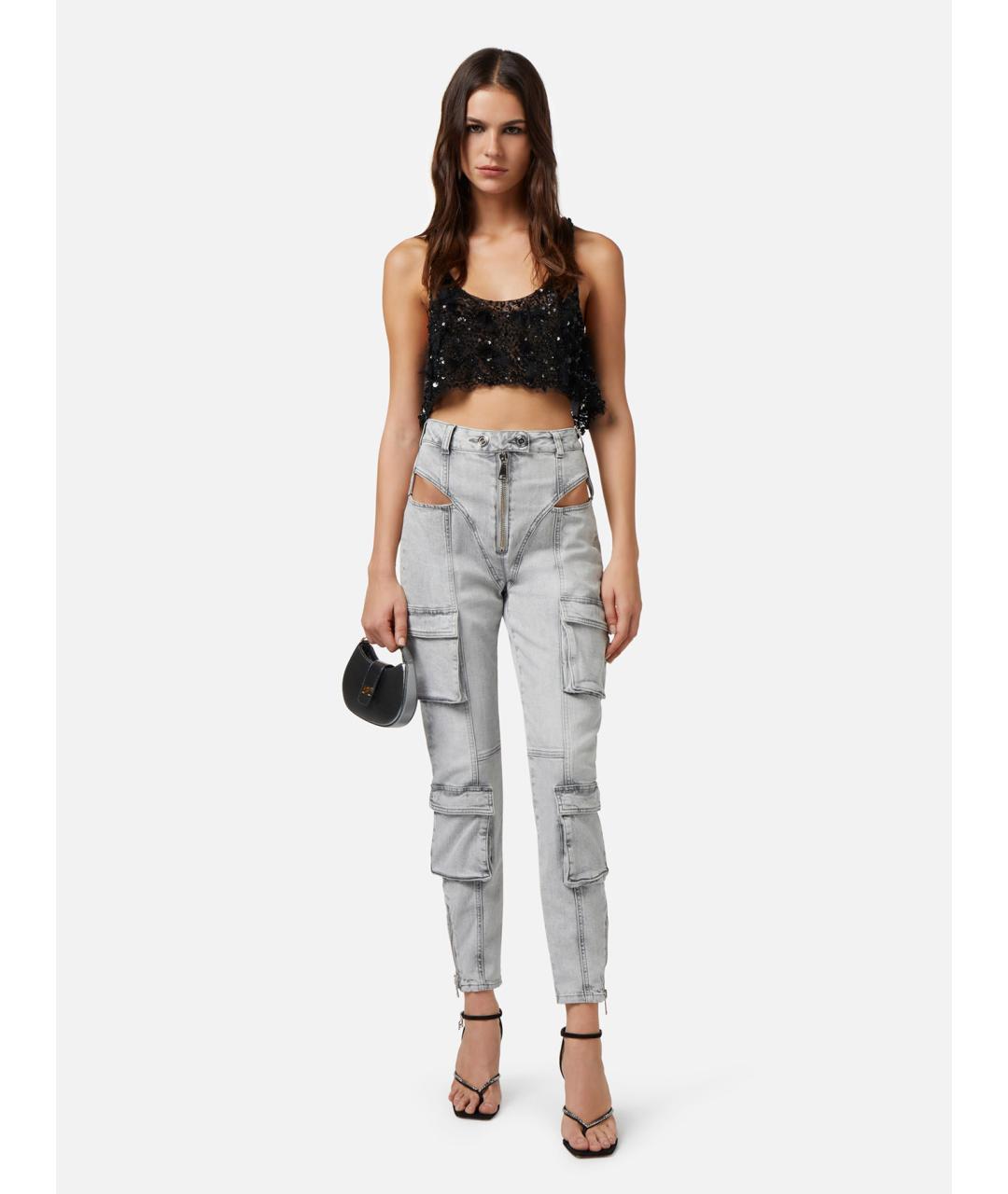 ELISABETTA FRANCHI Серые хлопковые джинсы слим, фото 2