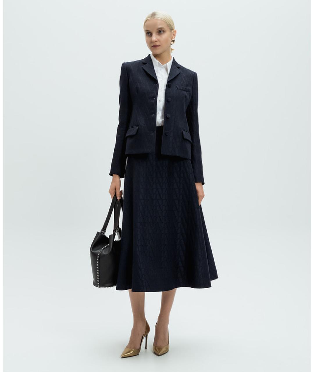 VALENTINO Темно-синий шерстяной жакет/пиджак, фото 2