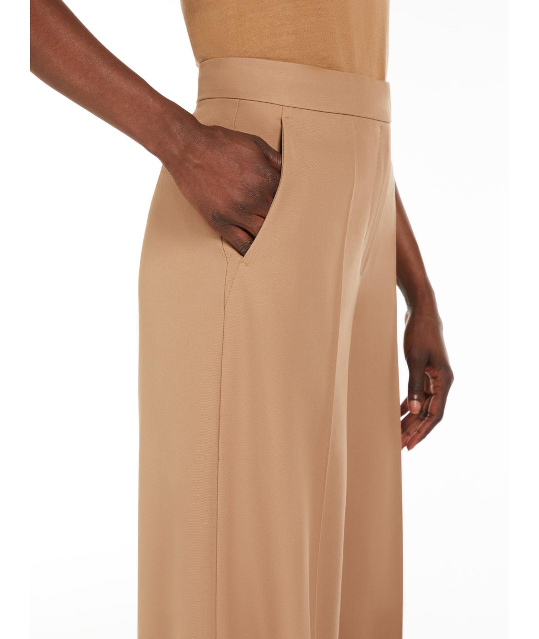 MAX MARA Бежевые шерстяные брюки широкие, фото 5