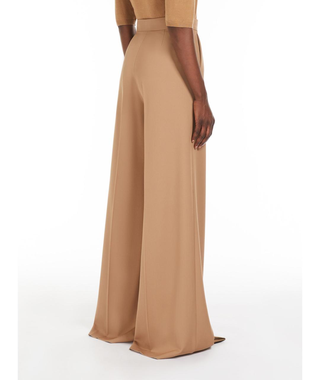 MAX MARA Бежевые шерстяные брюки широкие, фото 4