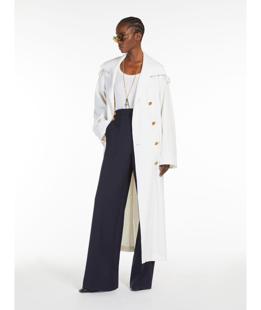 MAX MARA Синие шерстяные брюки широкие, фото 2