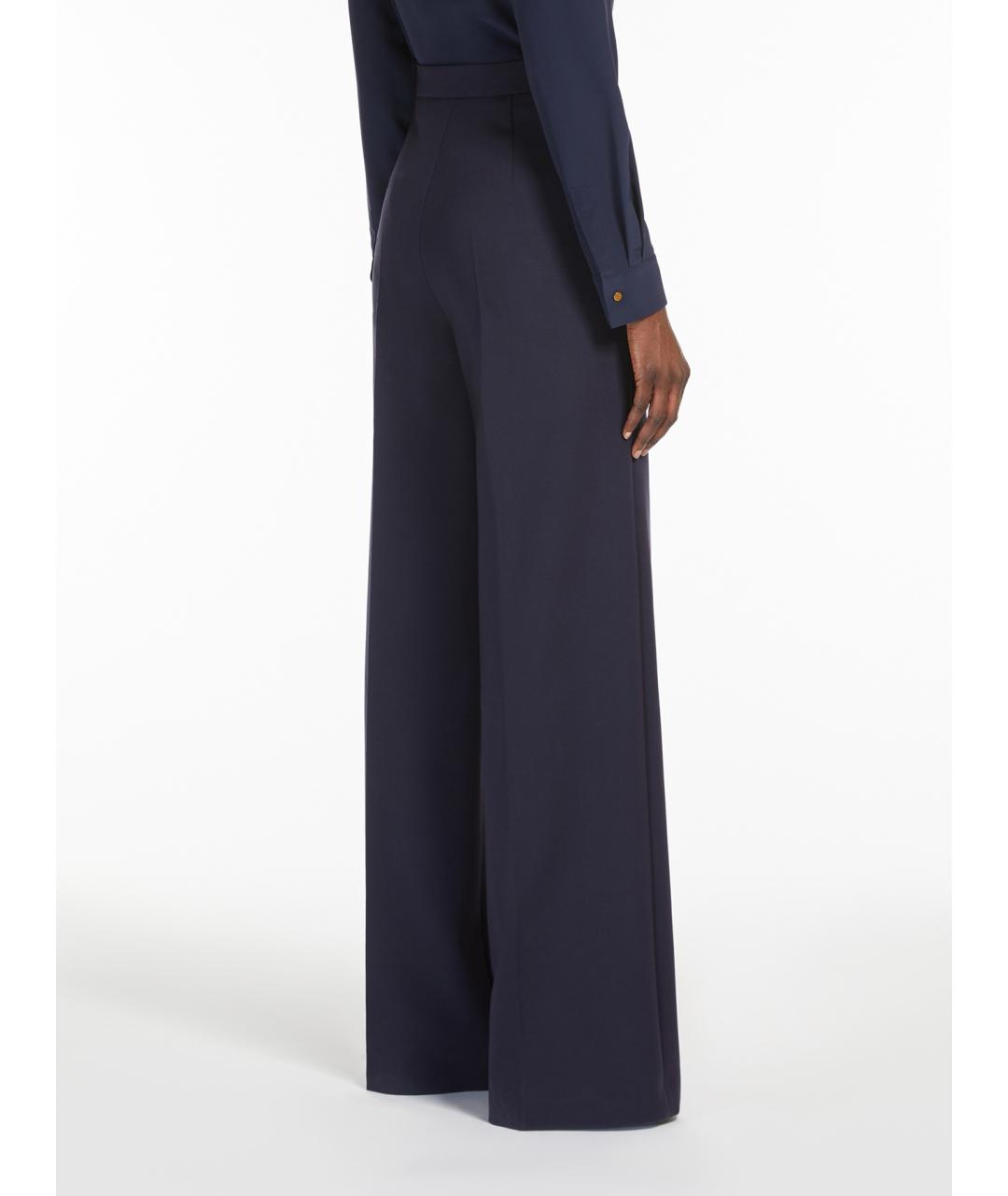 MAX MARA Синие шерстяные брюки широкие, фото 4