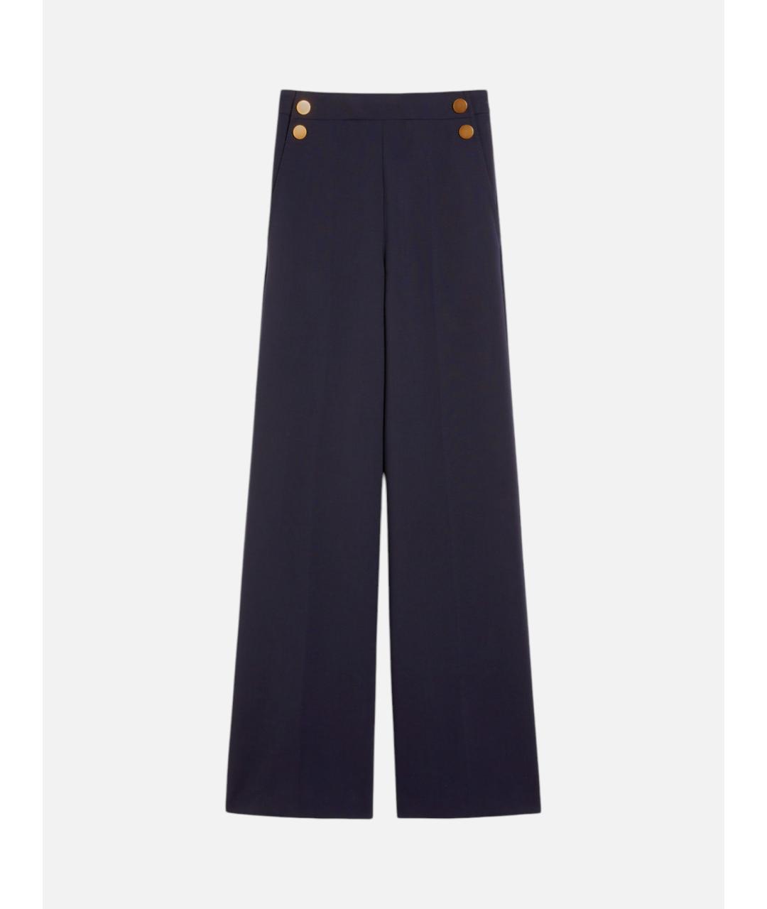 MAX MARA Синие шерстяные брюки широкие, фото 6