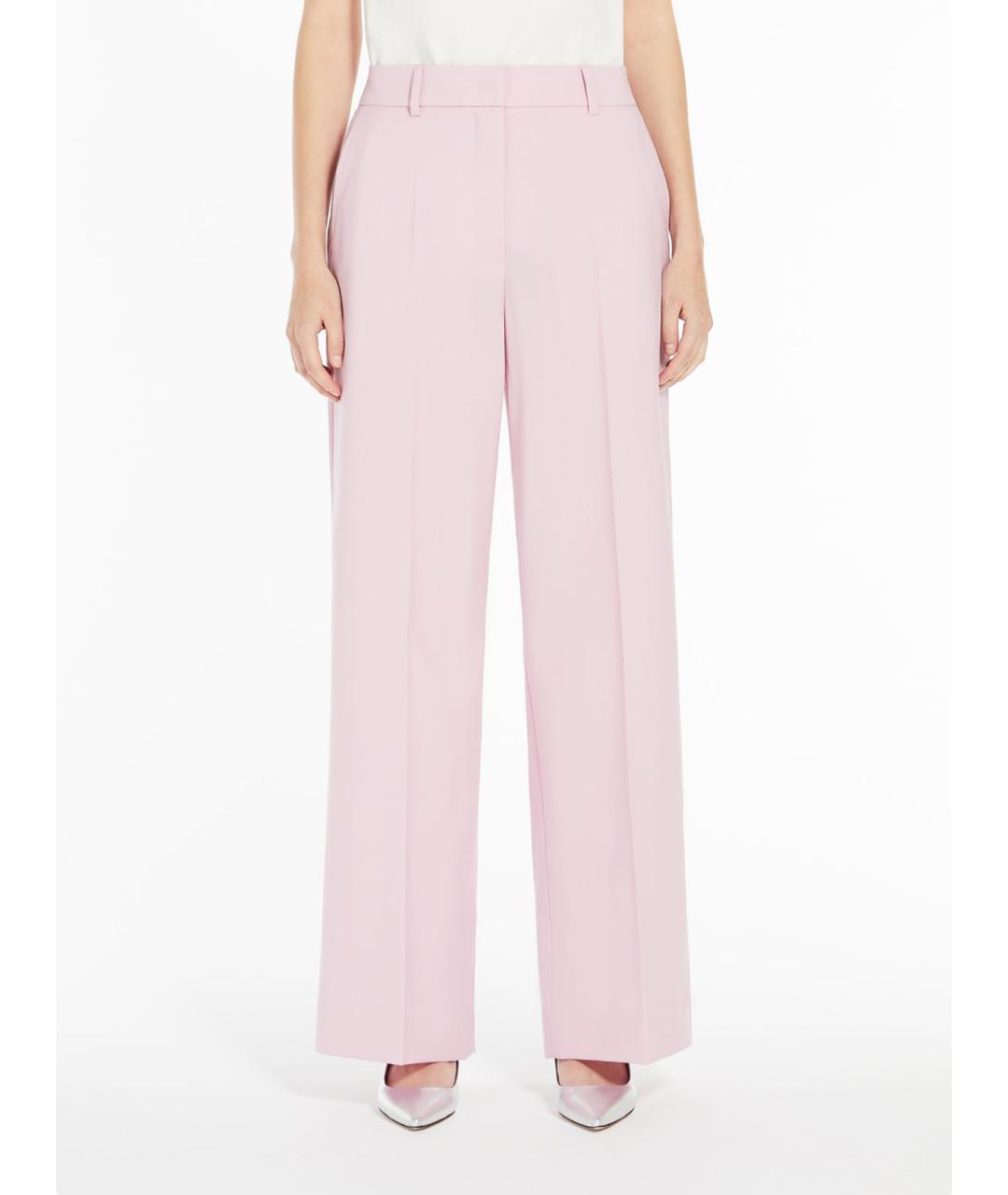 WEEKEND MAX MARA Розовые шерстяные брюки широкие, фото 3