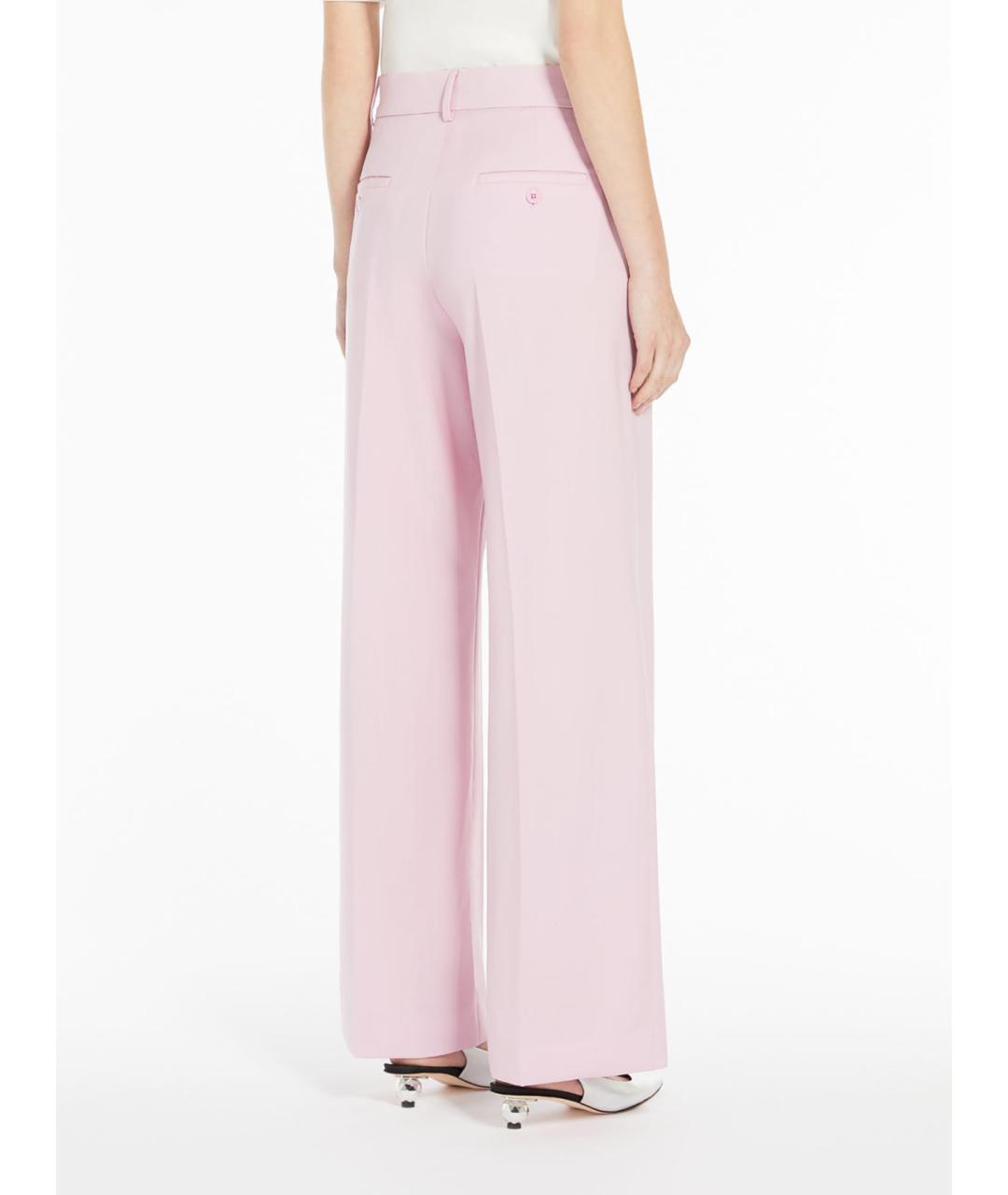 WEEKEND MAX MARA Розовые шерстяные брюки широкие, фото 4