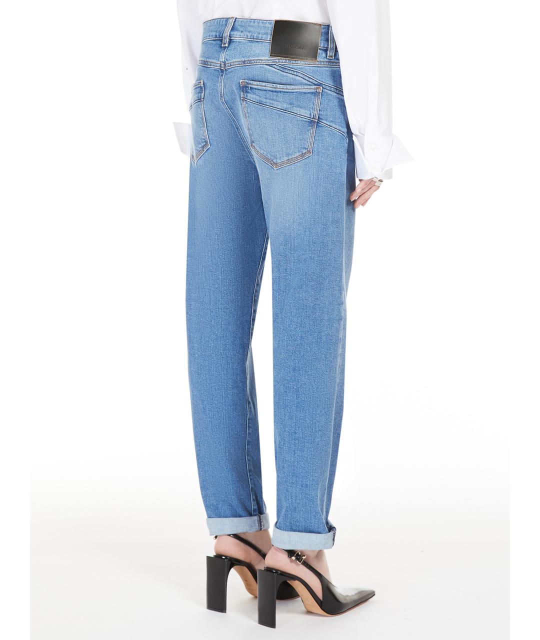 SPORTMAX Голубые хлопковые прямые джинсы, фото 4