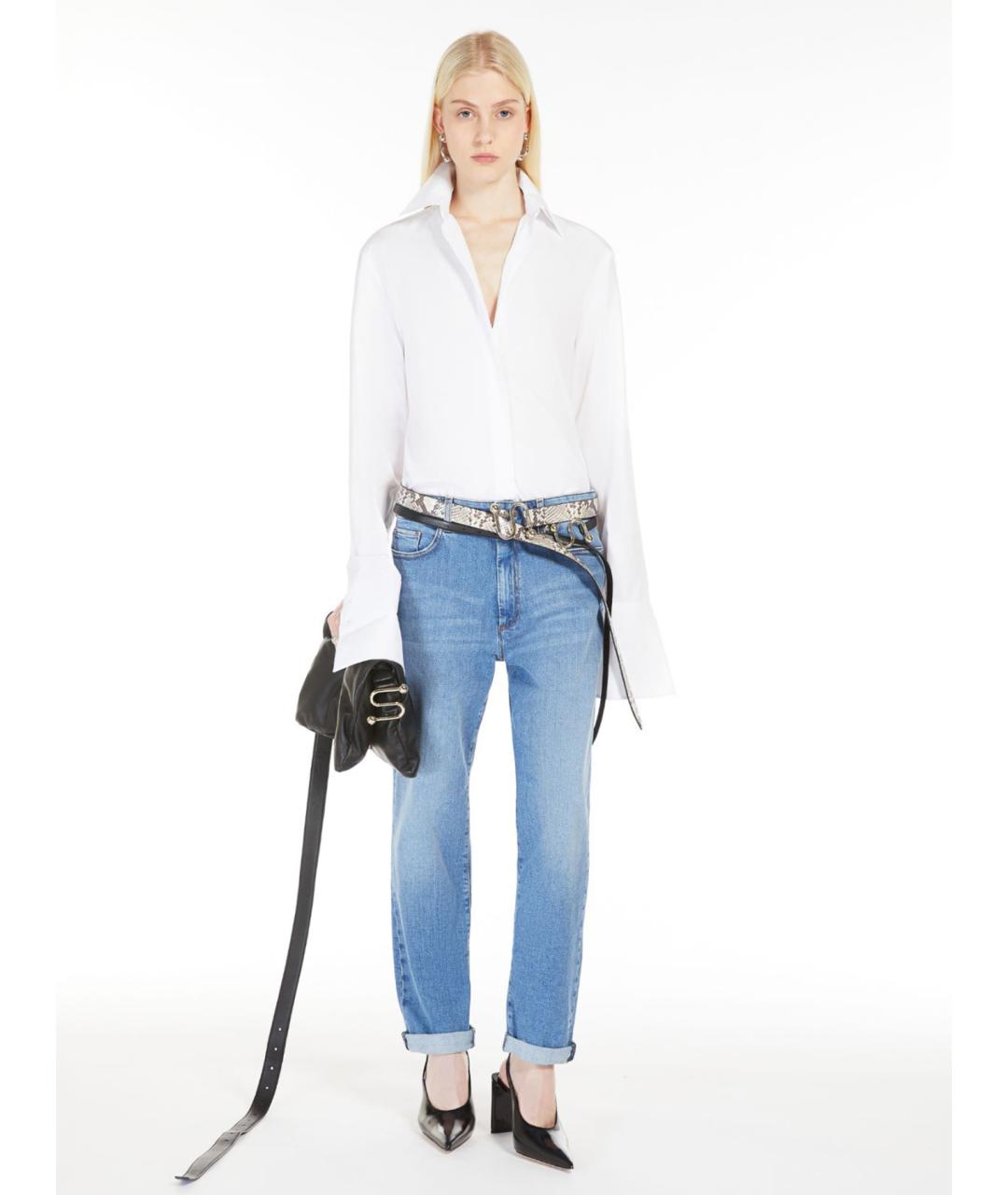 SPORTMAX Голубые хлопковые прямые джинсы, фото 2