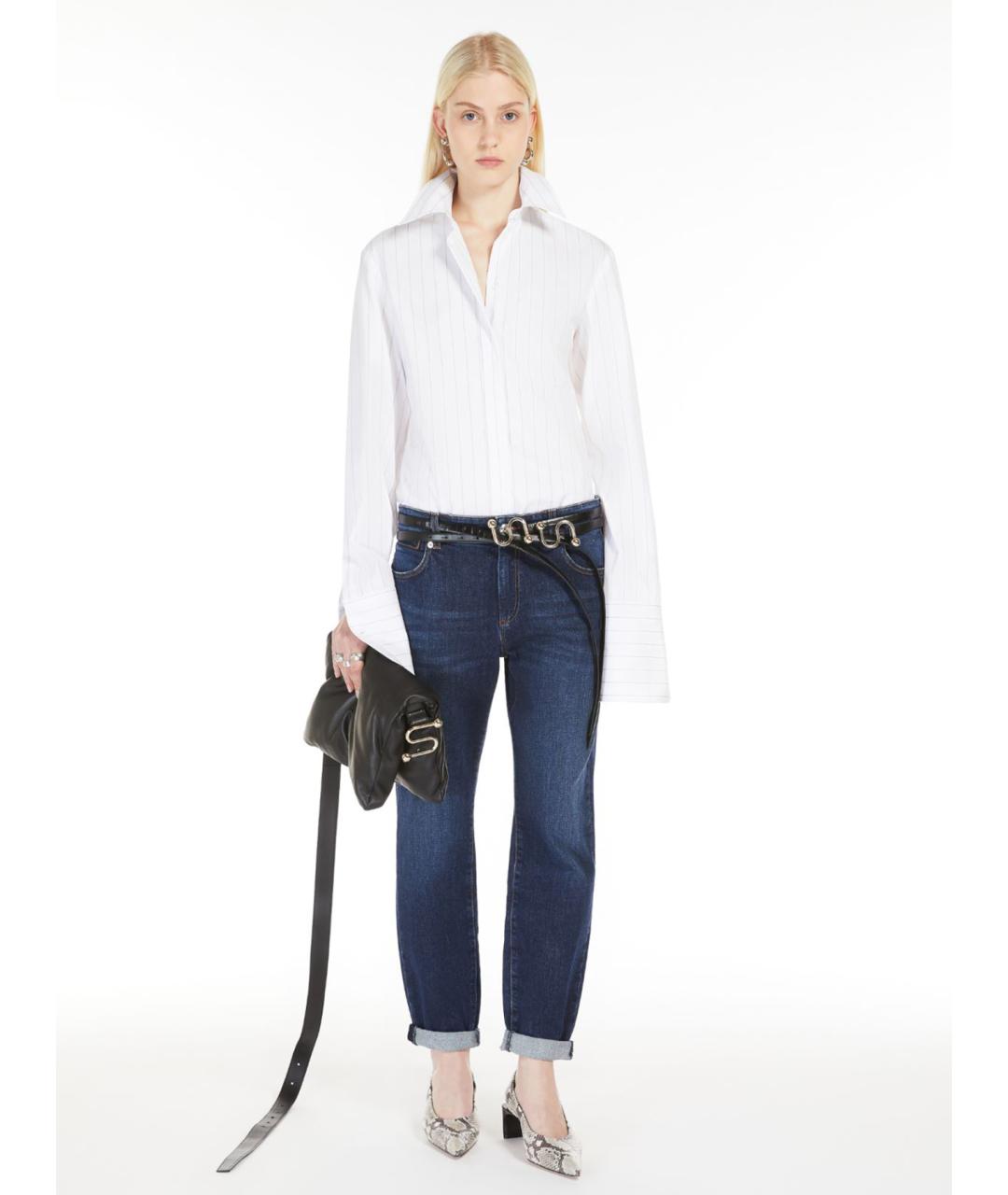SPORTMAX Синие хлопковые прямые джинсы, фото 2