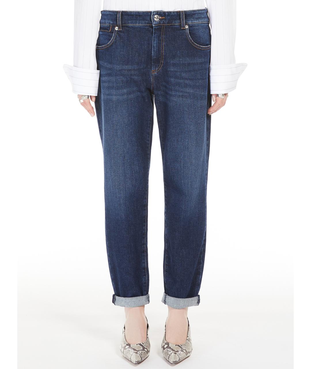 SPORTMAX Синие хлопковые прямые джинсы, фото 3