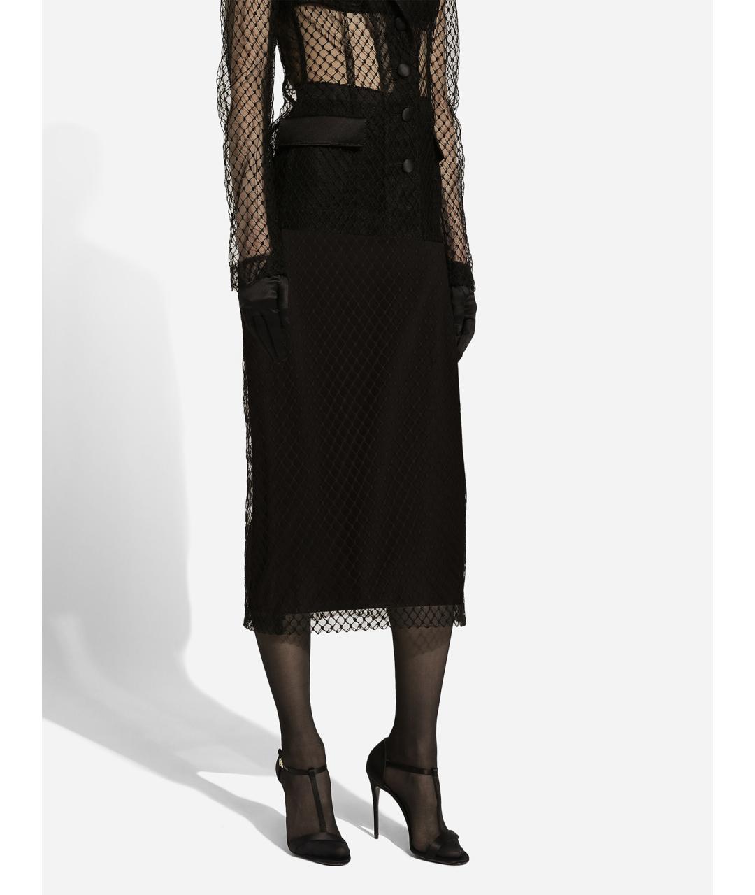 DOLCE&GABBANA Черная юбка миди, фото 3