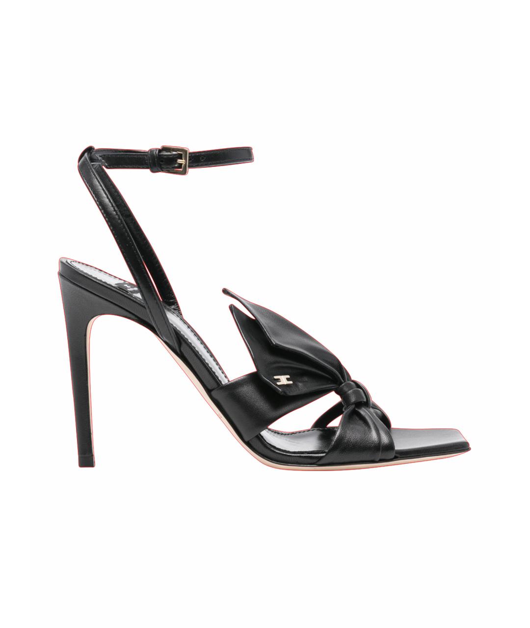ELISABETTA FRANCHI Черные кожаные босоножки, фото 6