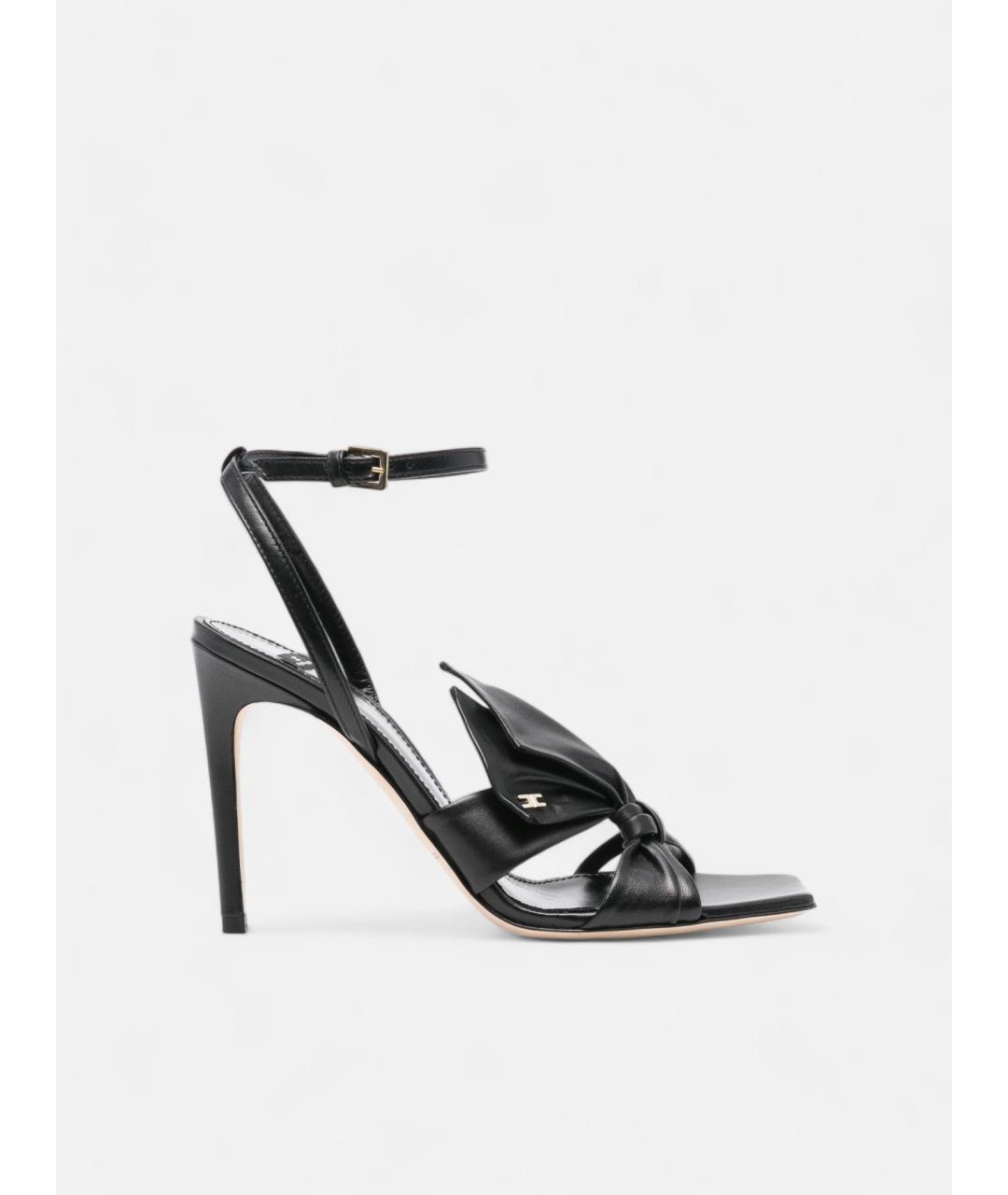 ELISABETTA FRANCHI Черные кожаные босоножки, фото 5