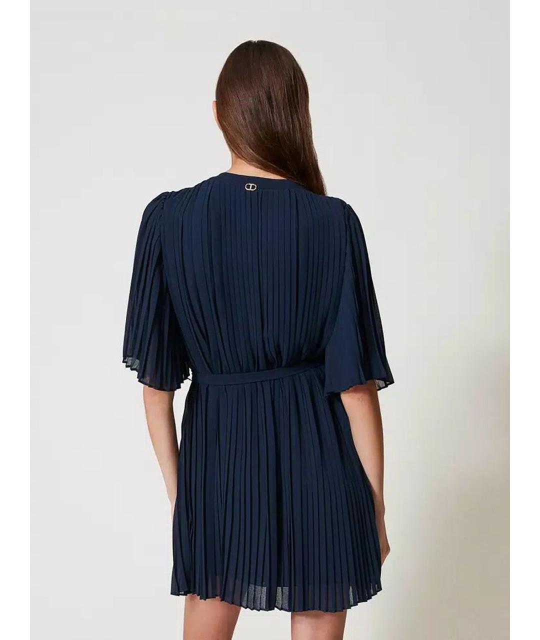 TWIN-SET Синее полиэстеровое повседневное платье, фото 4