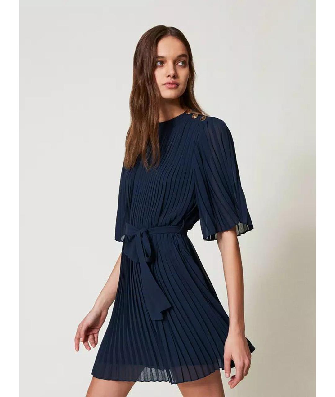 TWIN-SET Синее полиэстеровое повседневное платье, фото 2