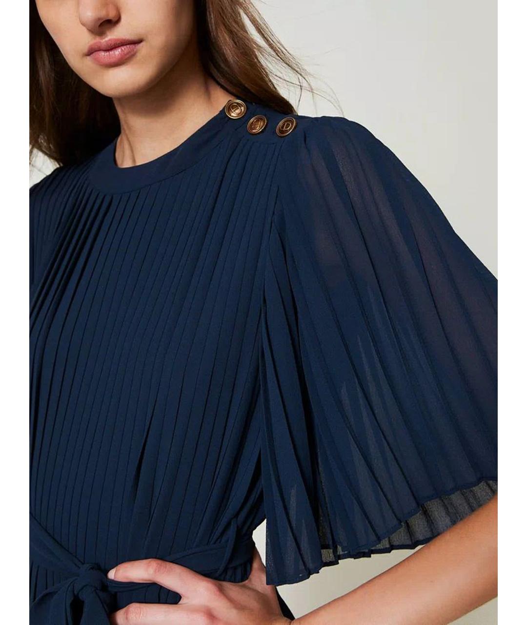 TWIN-SET Синее полиэстеровое повседневное платье, фото 5