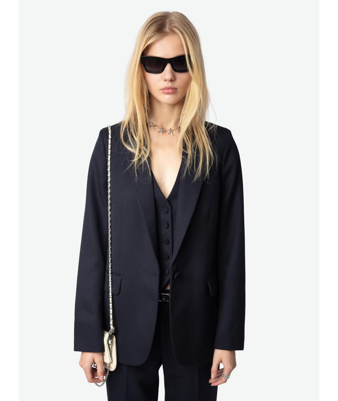 ZADIG & VOLTAIRE Синий шерстяной жакет/пиджак, фото 3