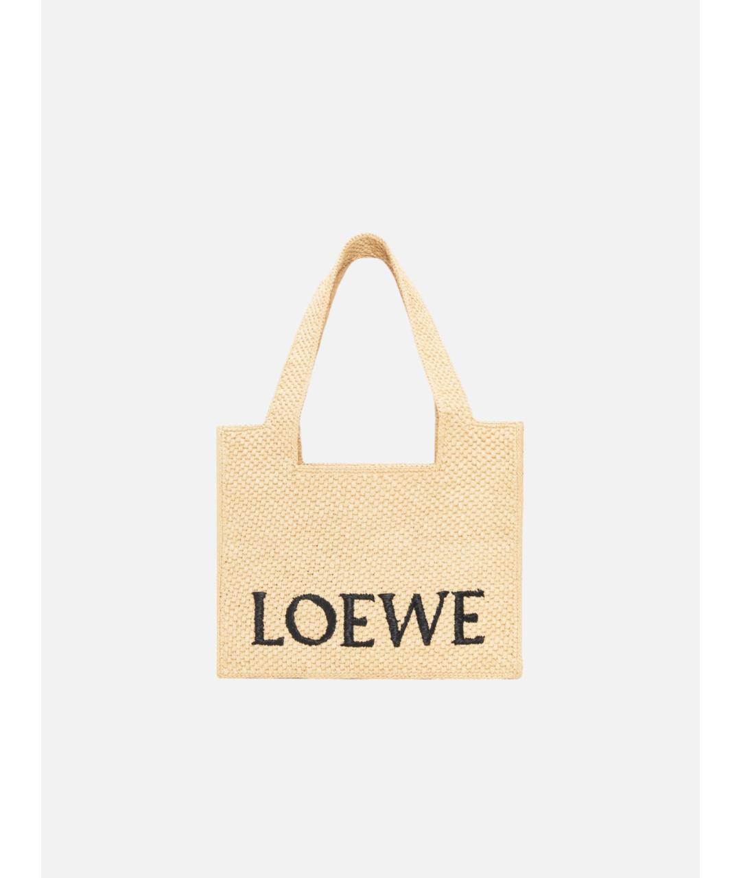 LOEWE Бежевая пелетеная сумка тоут, фото 5