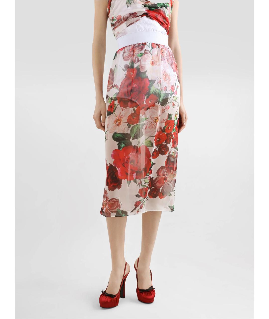 DOLCE&GABBANA Мульти шелковая юбка миди, фото 2