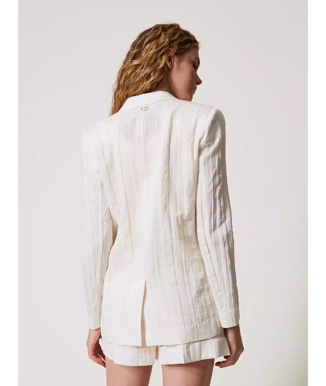 TWIN-SET Белый хлопковый жакет/пиджак, фото 5