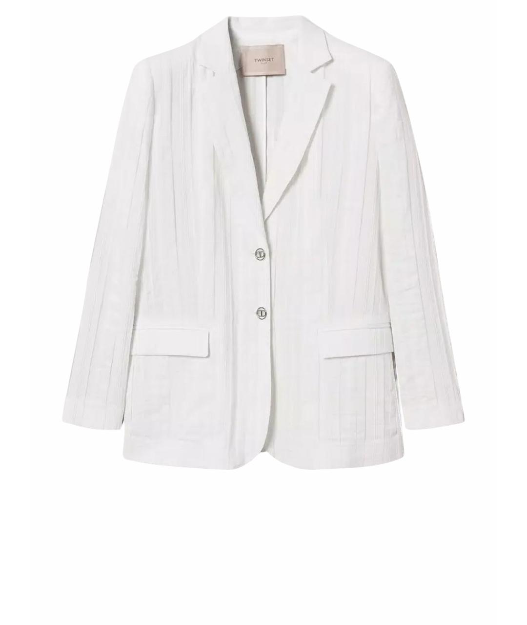 TWIN-SET Белый хлопковый жакет/пиджак, фото 1