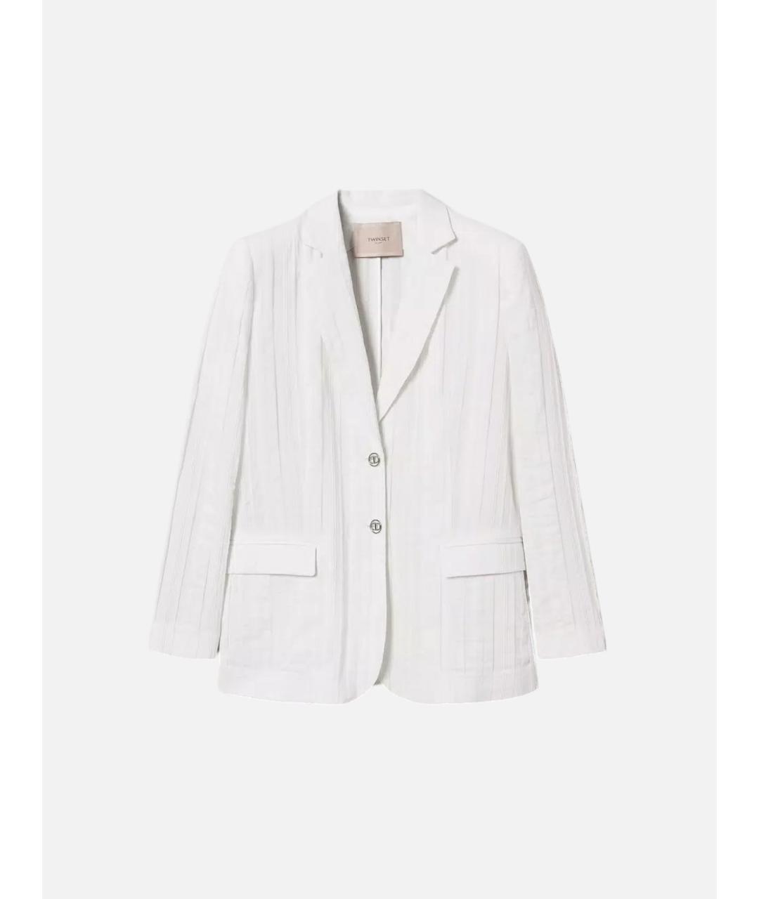 TWIN-SET Белый хлопковый жакет/пиджак, фото 8