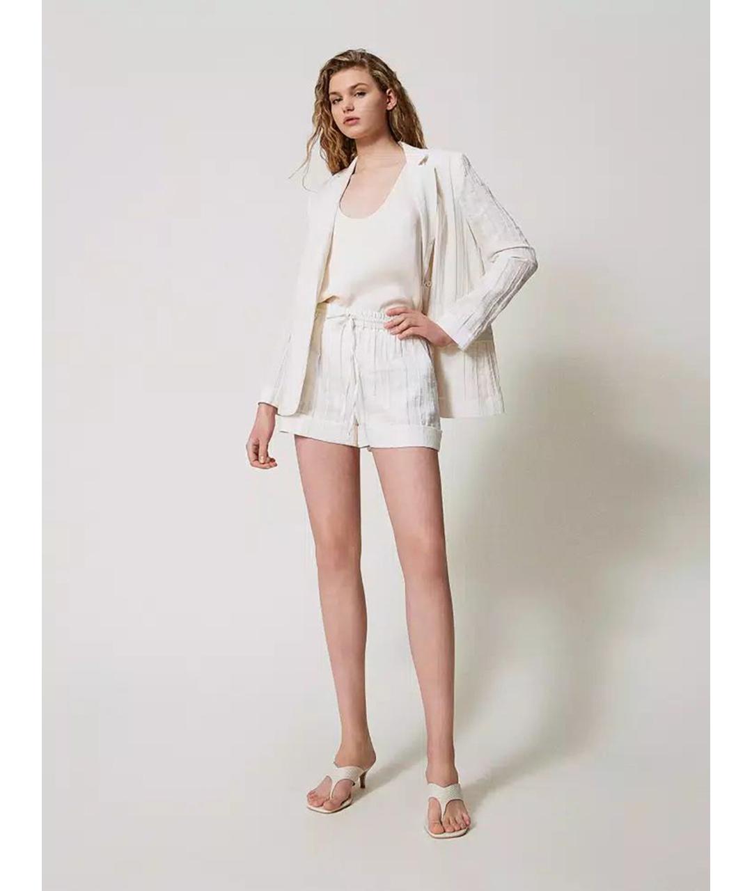 TWIN-SET Белый хлопковый жакет/пиджак, фото 2