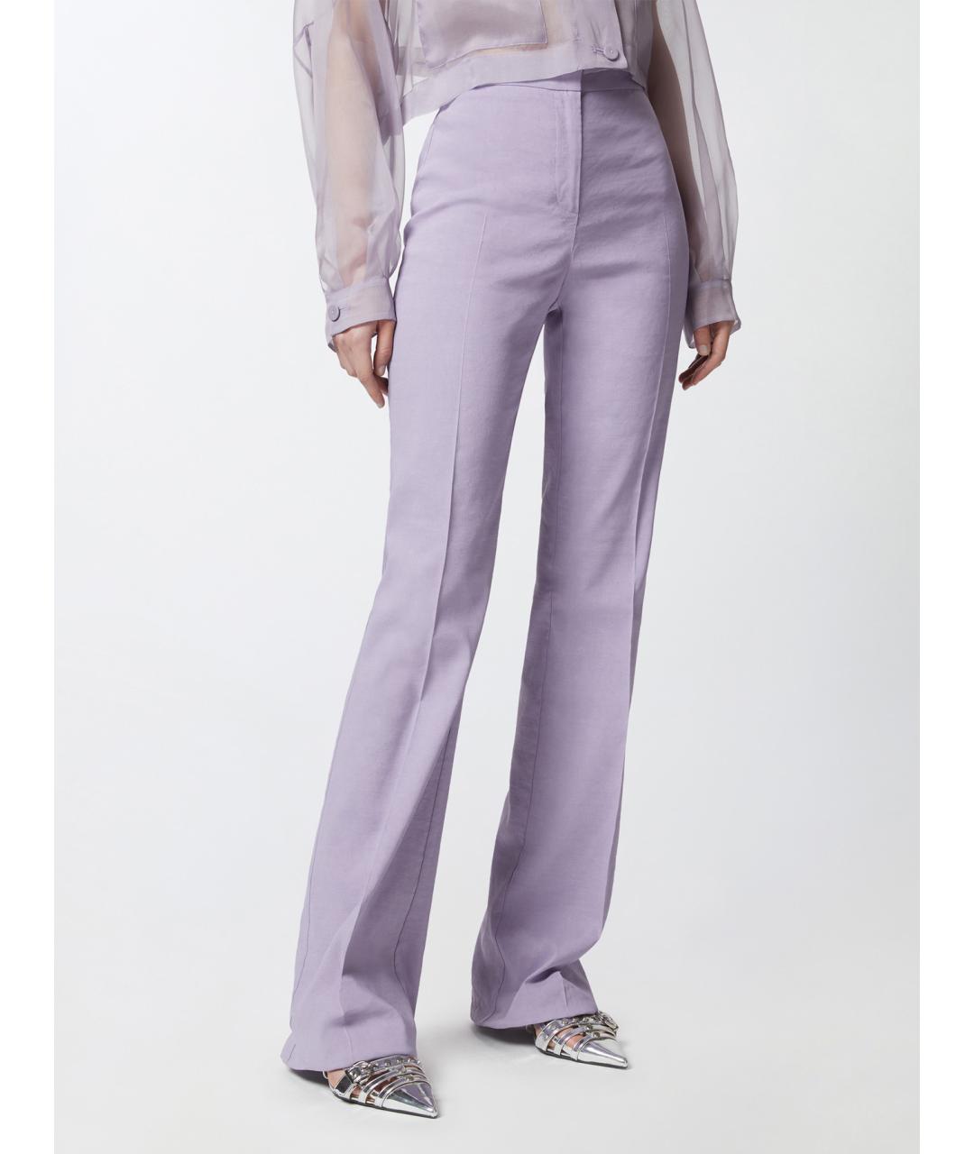 PINKO Фиолетовые вискозные прямые брюки, фото 3