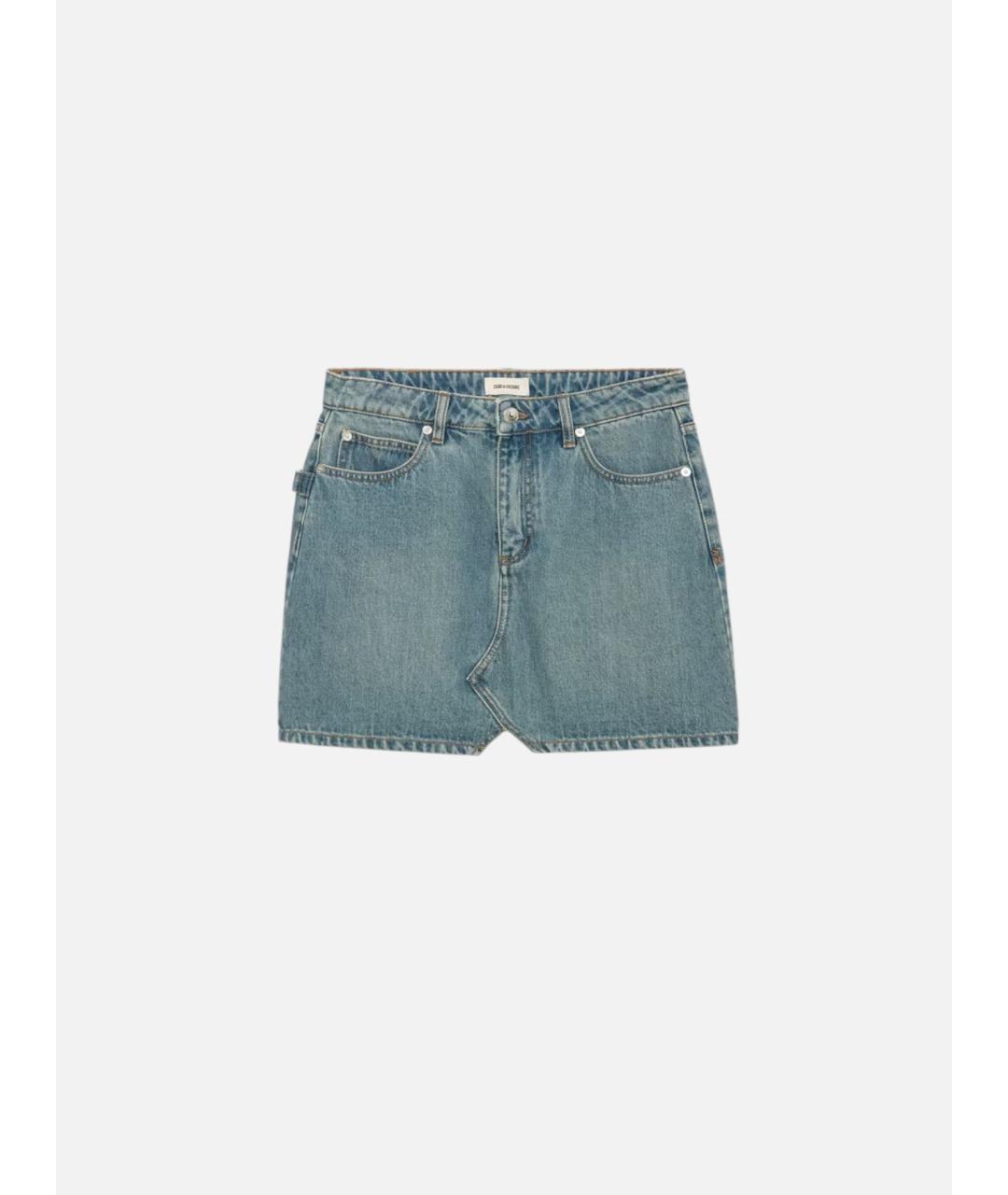 ZADIG & VOLTAIRE Синяя хлопковая юбка мини, фото 1