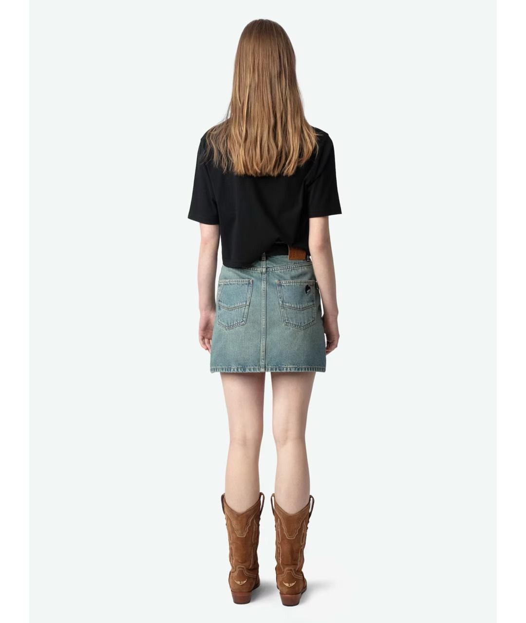 ZADIG & VOLTAIRE Синяя хлопковая юбка мини, фото 6