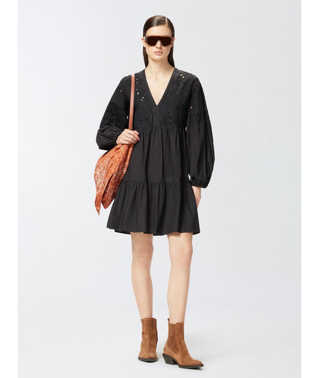 PINKO Черное хлопковое повседневное платье, фото 2