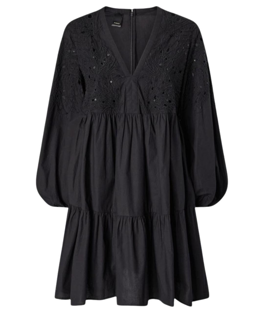 PINKO Черное хлопковое повседневное платье, фото 1