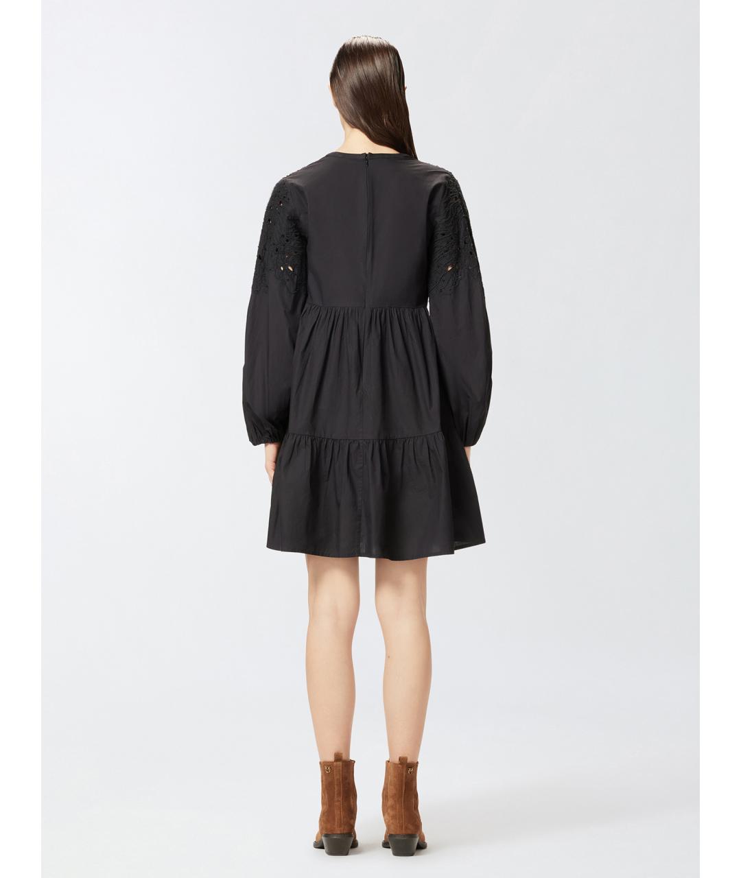 PINKO Черное хлопковое повседневное платье, фото 4